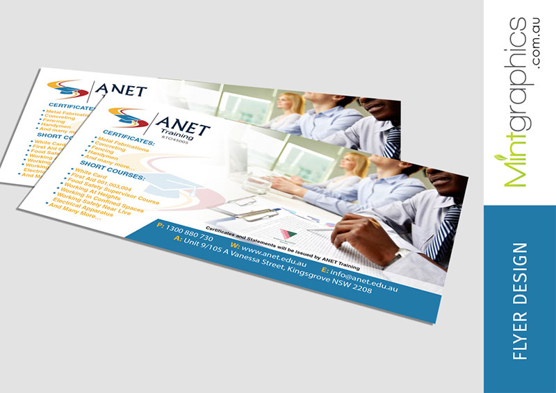 anet training flyer design by mint graphics
