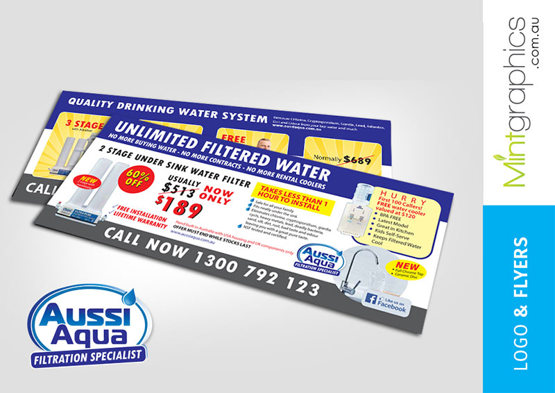 aussi aqua logo flyers mint graphics