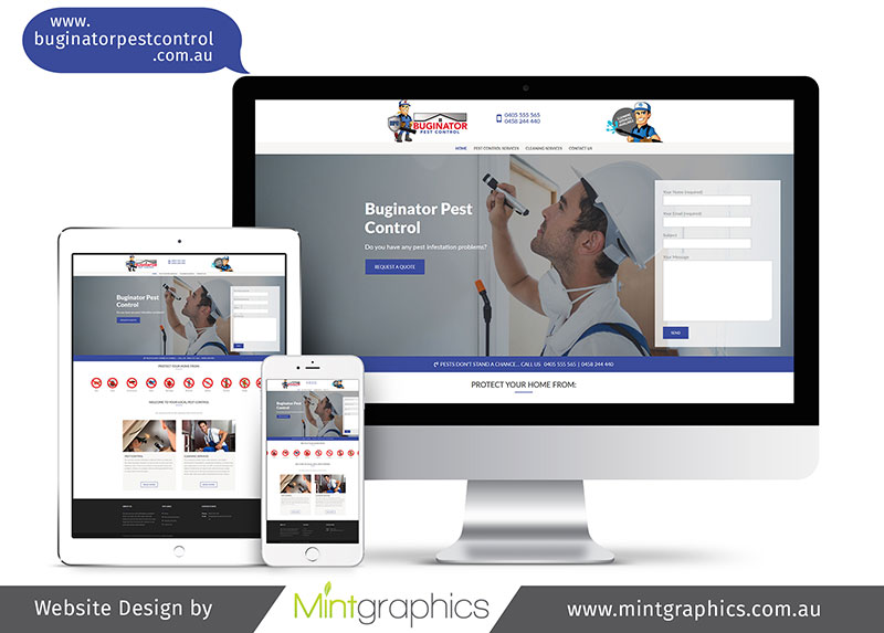 buginator pest control websitr