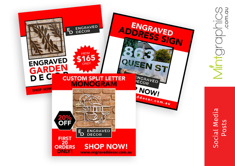 engraved decor social media posts by mint graphics
